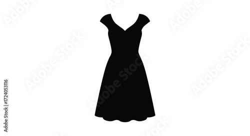 Black evening gown isolated on a white background a simple silhouette