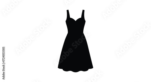 Elegant black evening gown isolated on white background a striking silhouette