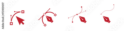 Vector icon or logo of pen tool with bezier curve related to graphic design