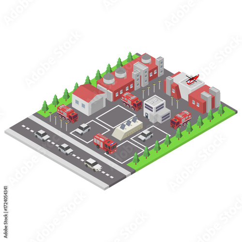 Fire Department Building Isometric