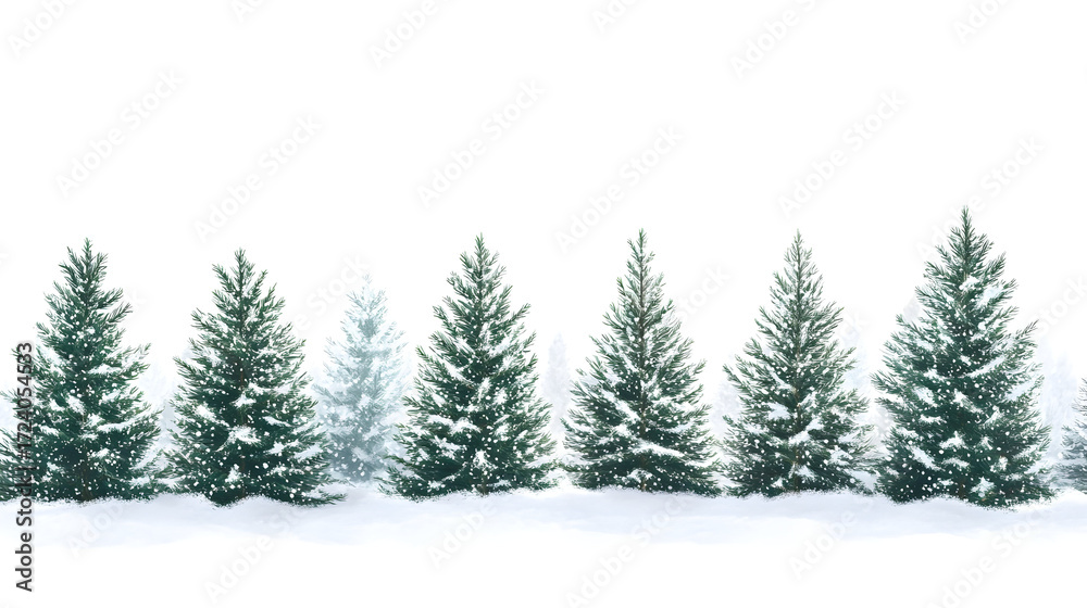 Obraz premium Snowy evergreen forest symphony in winter wonderland for seasonal design