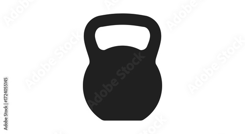 A stark black kettlebell graphic against a white background silhouette