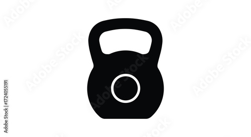 Black kettlebell icon with a simple bold design silhouette