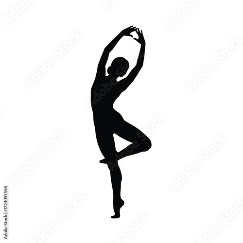 Illustration vector art for silhouette of a ballet dancer isolated on white background