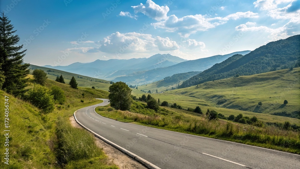 Fototapeta premium Mountain Road on a Sunny Summer Day - 5