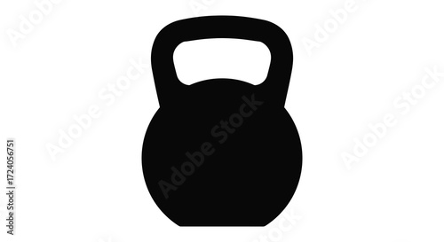 Black kettlebell exercise equipment isolated on white background silhouette