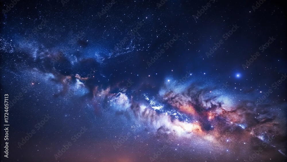 Naklejka premium Panoramic View of Milky Way Galaxy with Stars - 6