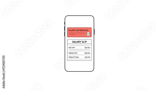 A smartphone displaying a digital salary slip with financial data.