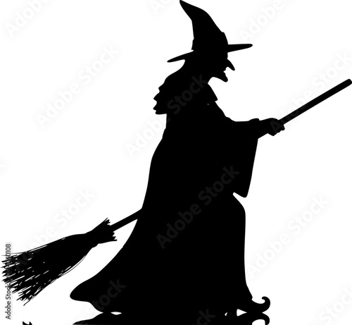 halloween whitch set silhoutte in white backraund
