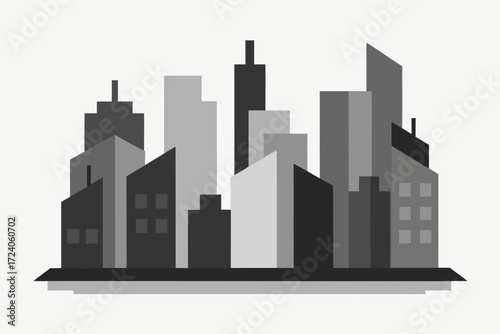 Silhouette of buildings in grayscale tones