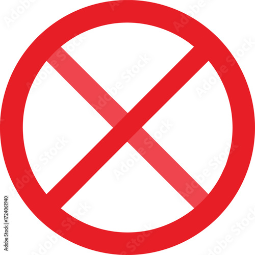 Universal Prohibition Sign Outline Vector Icon for Restricted Access and Forbidden Activities, Flat Vector Icon on White Background

