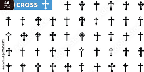 Cross and Christian Icons Set - Religious and Spiritual Vector Collection