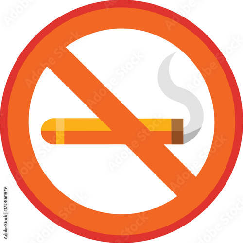 No Smoking Sign Outline Vector Icon for Public Places and Health Campaigns, Flat Vector Icon on White Background

