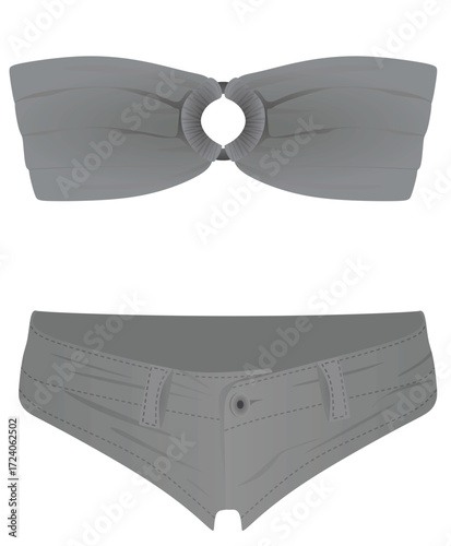 Grey bra t shirt and shorts. vector illustration	
