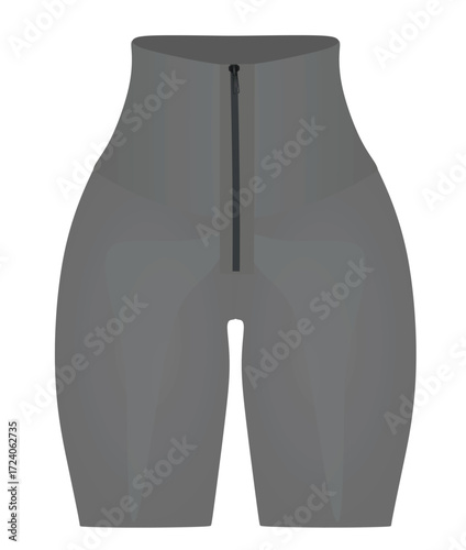Grey woman sport elastic shorts. vector illustration	