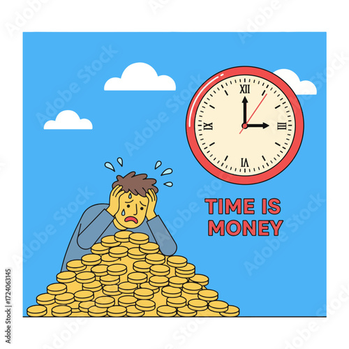 gemini-2_5-flash-image-preview_A_stylized__flat_illustration_of_a_man_slumped_over_a_large_pile_of_gold_coins__looking_distressed__-0_d6fa47d2-99f4-4df8-a792-7d67d539af63_traced