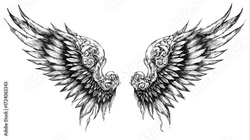 Elegant Angel Wings Vector Symbol for Car Design