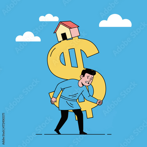 gemini-2_5-flash-image-preview_A_stylized__flat_illustration_of_a_man_struggling_to_carry_a_large__golden_dollar_sign_on_his_should-1_3786856e-adb3-48c6-8970-1c46e5248b37_traced