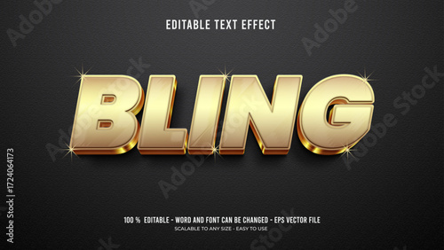 bling editable text effect 3d vector
