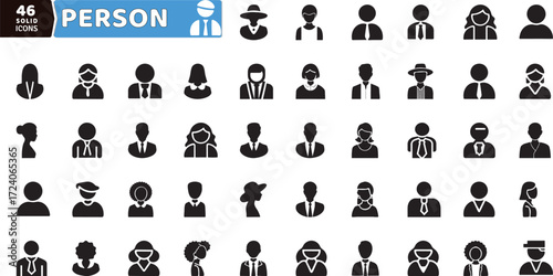 Person and User Icons Set - People and Social Profile Vector Collection