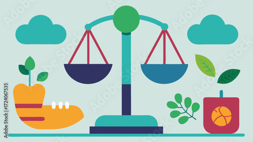 Balancing Scale A scale balancing a DNA strand on one side and a set of lifestyle options like jogging shoes broccoli and a sleep mask on the other representing the balance between