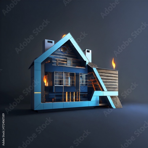 house on a dark background