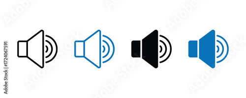 Speaker icon set. Audio symbol icon vector. Volume level icons set. Vector illustration