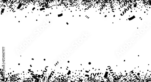 Falling black and white confetti isolated on transparent background. Festive background. Bright festive tinsel for you design. Vector EPS 10
