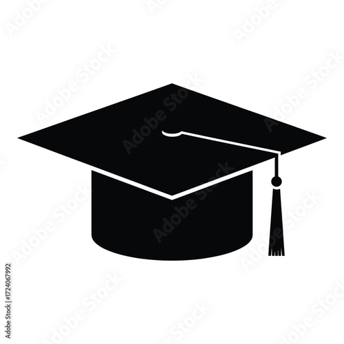 Vector art of black graduation cap isolated on white background