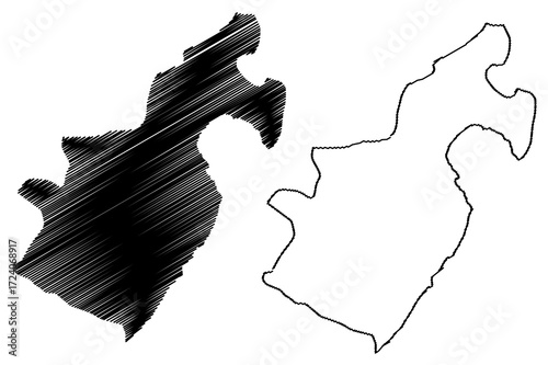 Barahona Province (Dominican Republic, Hispaniola, Provinces of the Dominican Republic) map vector illustration, scribble sketch Barahona map