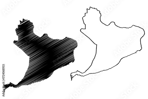 Distrito Nacional Province (Dominican Republic, Hispaniola, Provinces of the Dominican Republic) map vector illustration, scribble sketch  Santo Domingo (D.N.) map