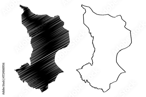 Dajabon Province (Dominican Republic, Hispaniola, Provinces of the Dominican Republic) map vector illustration, scribble sketch Dajabón map