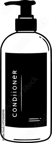 black and white silhouette of a Conditioner vector on a white background
