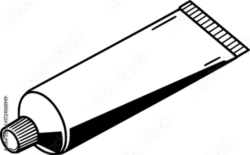 black and white silhouette of Toothpaste vector on white background
