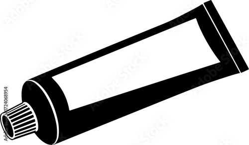 black and white silhouette of Toothpaste vector on white background
