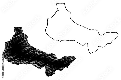 Duarte Province (Dominican Republic, Hispaniola, Provinces of the Dominican Republic) map vector illustration, scribble sketch Duarte map