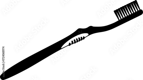 black and white silhouette of a Toothbrush vector on a white background
