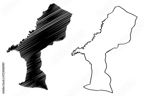 Elias Pina Province (Dominican Republic, Hispaniola, Provinces of the Dominican Republic) map vector illustration, scribble sketch Elías Pina map