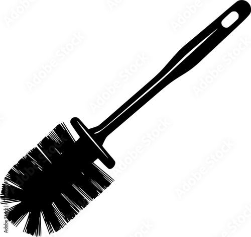 black and white silhouette of a toilet brush vector on a white background
