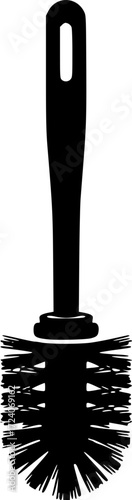 black and white silhouette of a toilet brush vector on a white background
