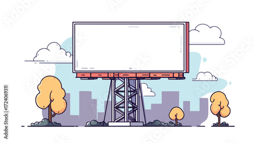 City Billboard Icon in Flat Style for Creative Ads
