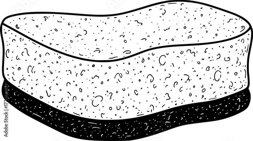black and white silhouette of a Bath sponge vector on a white background
