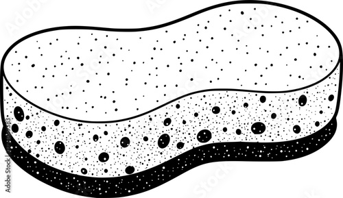 black and white silhouette of a Bath sponge vector on a white background
