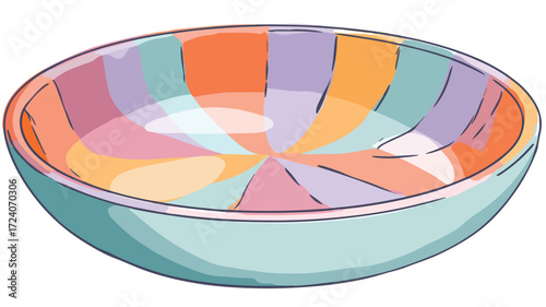 Vibrant Colorful Platter Cartoon Vector Illustration
