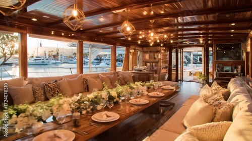 Luxury dining area yacht interior
