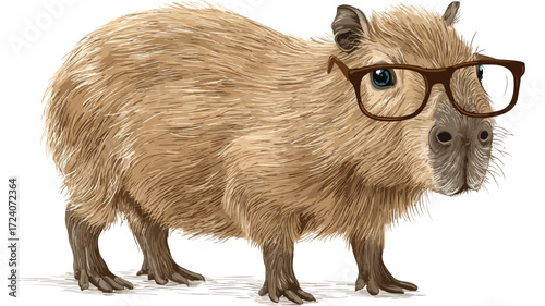 Cute Capybara with Glasses Vector Illustration for Stock Photos