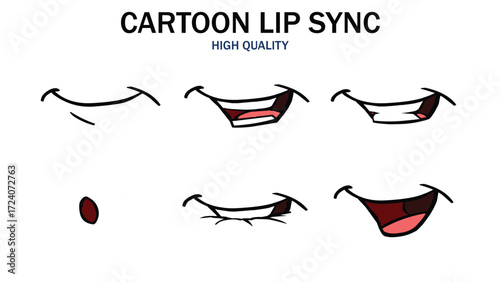 Lips Sync Set. Human lips Collection for lips Animation and synchronization. Sad, Smile, Angry, Laughing Mouth Vector Illustration.	
