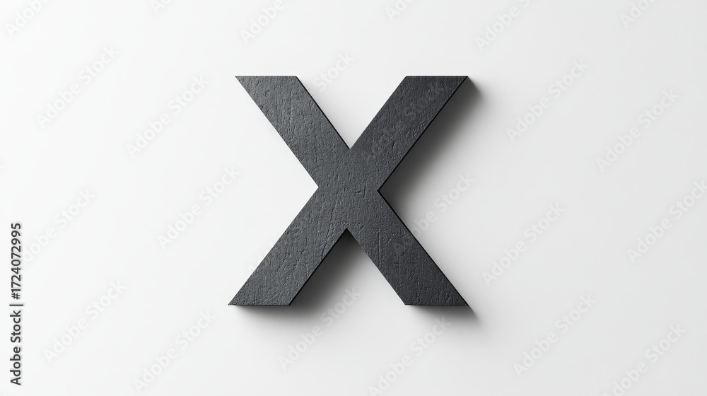 Fototapeta premium Black X Letter Typography - Minimalist design, black letter X on white background, symbol of choice, decision, unknown, exclusion, and crossroads