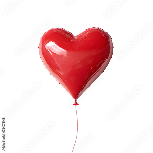 Red Heart Balloon, isolated on transparent background