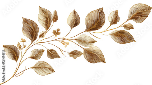 Luxurious Golden Leafy Motif Design Vector Illustration